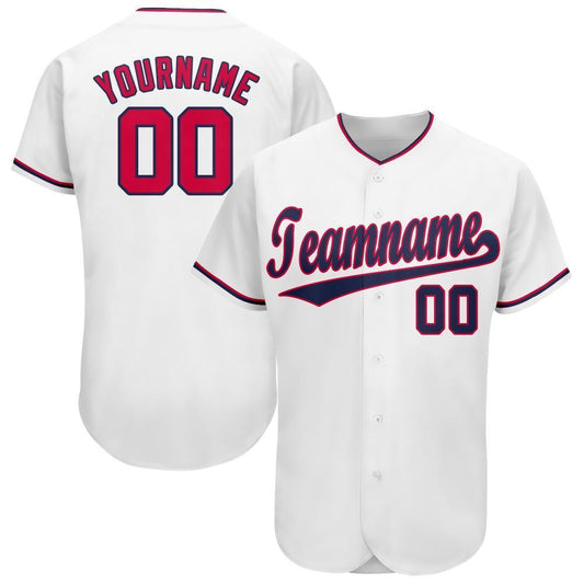 Custom White Red-Navy Baseball Jersey - Sky-Custom