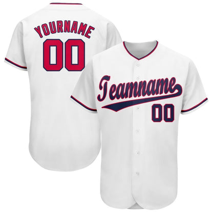 Custom White Red-Navy Baseball Jersey - Sky-Custom