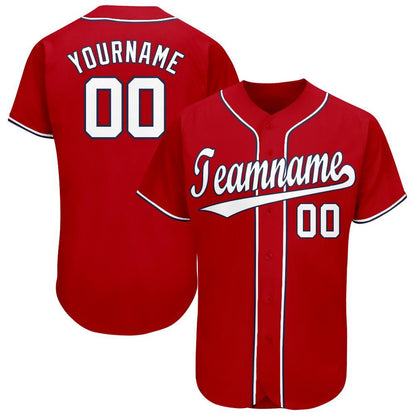 Custom Red White-Navy Baseball Jersey - Sky-Custom