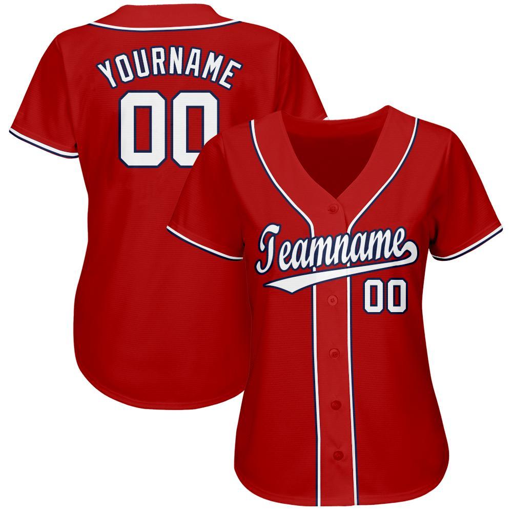 Custom Red White-Navy Baseball Jersey - Sky-Custom