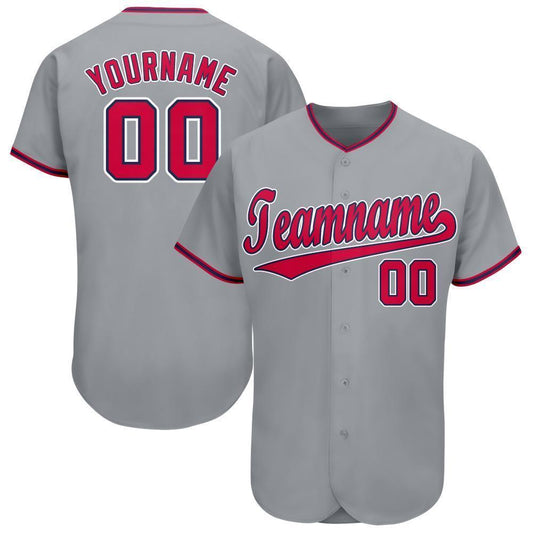 Custom Gray Red-Navy Baseball Jersey - Sky-Custom