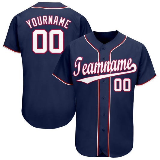 Custom Navy White-Red Baseball Jersey - Sky-Custom