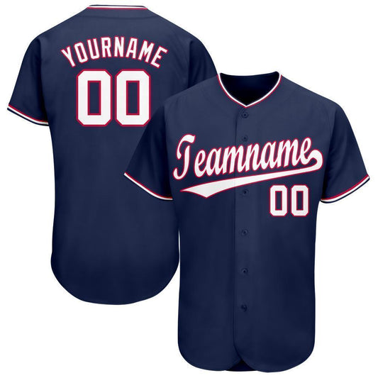 Custom Navy White-Red Baseball Jersey - Sky-Custom