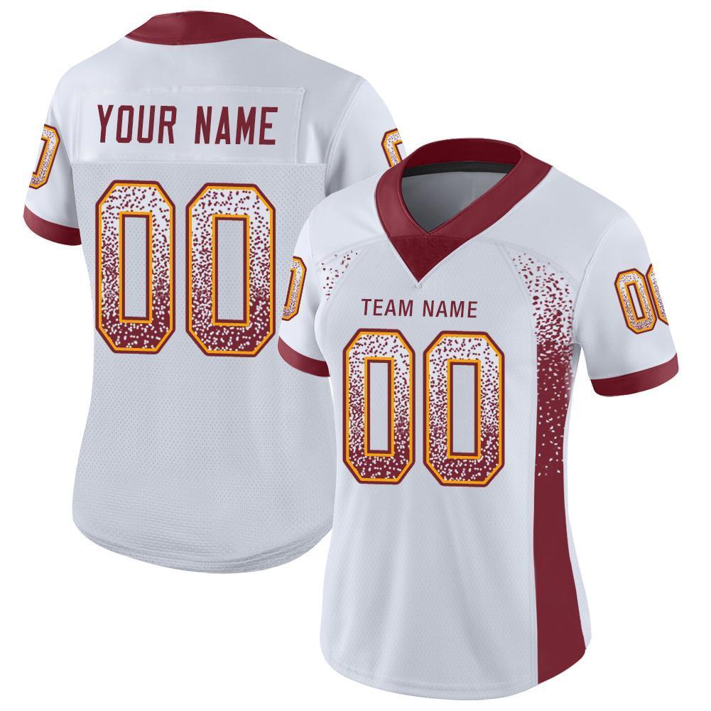 Custom White Burgundy-Gold Mesh Drift Fashion Football Jersey - Sky-Custom