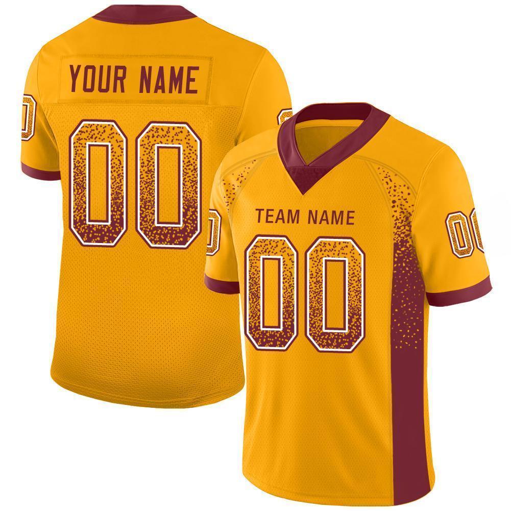 Custom Gold Burgundy-White Mesh Drift Fashion Football Jersey - Sky-Custom