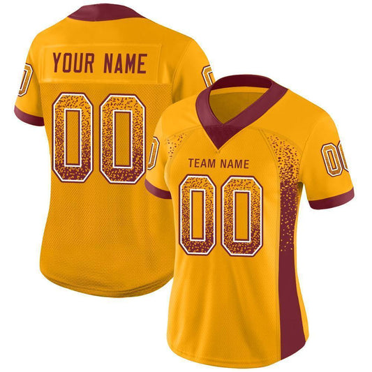 Custom Gold Burgundy-White Mesh Drift Fashion Football Jersey - Sky-Custom