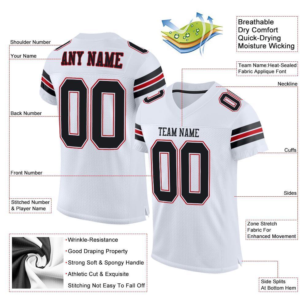 Custom White Black-Red Mesh Authentic Football Jersey - Sky-Custom