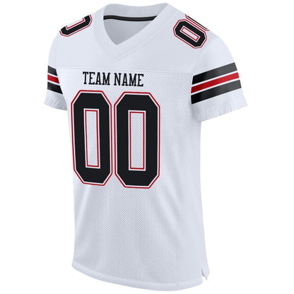 Custom White Black-Red Mesh Authentic Football Jersey - Sky-Custom