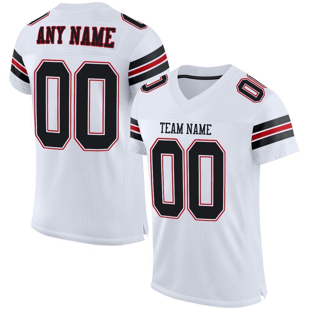 Custom White Black-Red Mesh Authentic Football Jersey - Sky-Custom