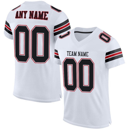 Custom White Black-Red Mesh Authentic Football Jersey - Sky-Custom