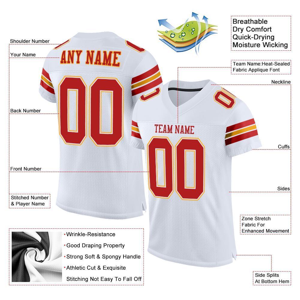 Custom White Scarlet-Gold Mesh Authentic Football Jersey - Sky-Custom