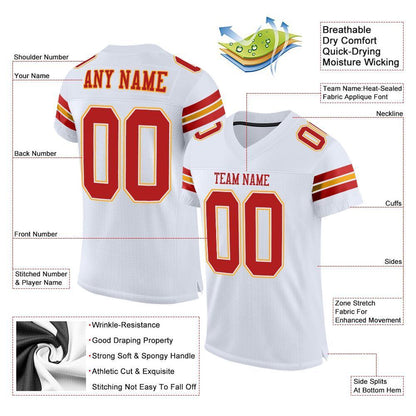 Custom White Scarlet-Gold Mesh Authentic Football Jersey - Sky-Custom