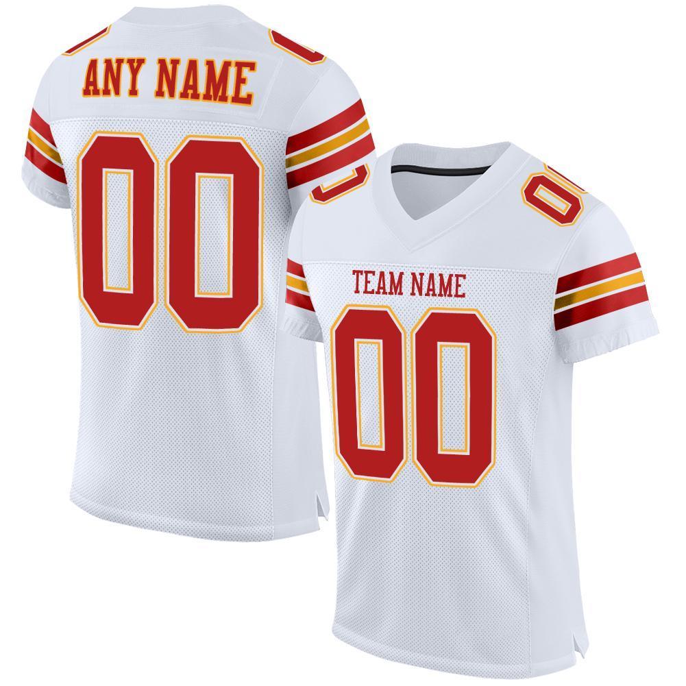 Custom White Scarlet-Gold Mesh Authentic Football Jersey - Sky-Custom