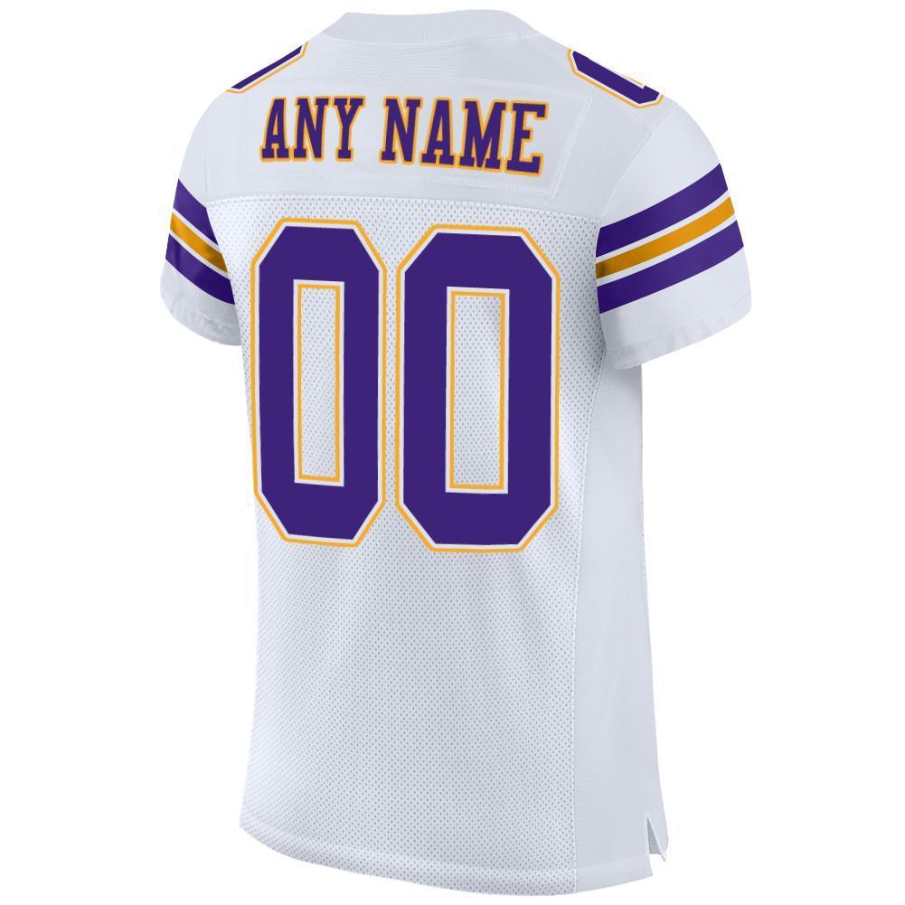 Custom White Purple-Gold Mesh Authentic Football Jersey - Sky-Custom
