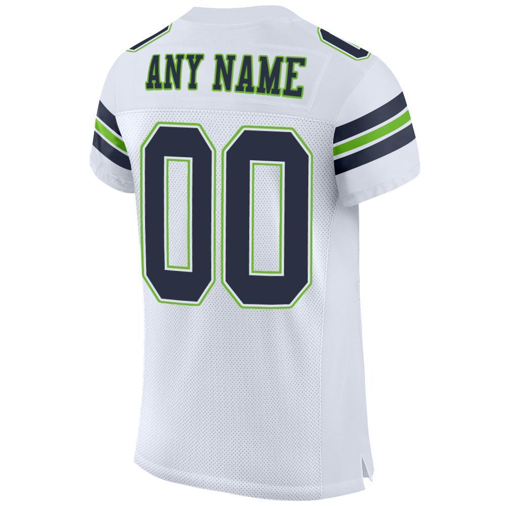 Custom White Navy-Neon Green Mesh Authentic Football Jersey - Sky-Custom