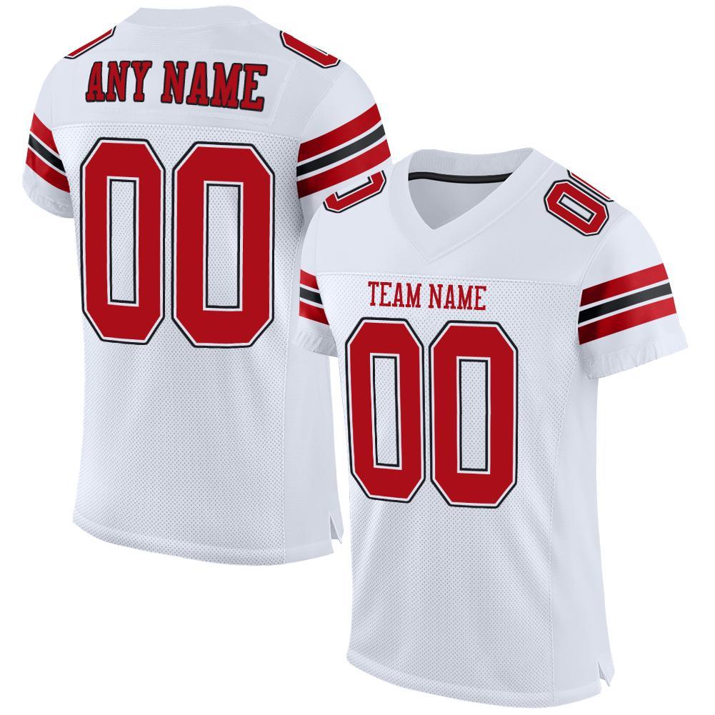 Custom White Red-Black Mesh Authentic Football Jersey - Sky-Custom