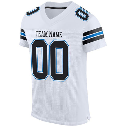 Custom White Black-Panther Blue Mesh Authentic Football Jersey - Sky-Custom