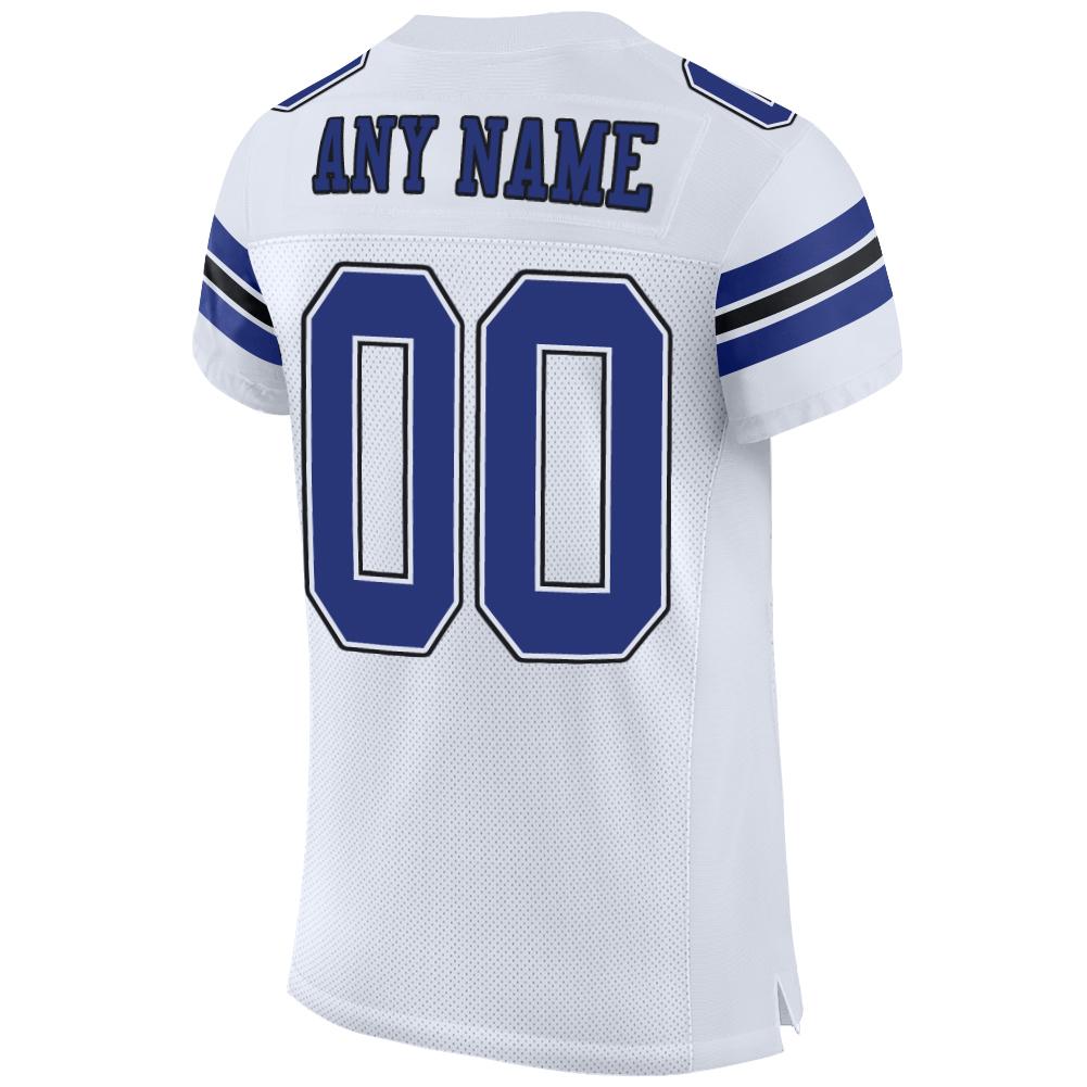 Custom White Royal-Black Mesh Authentic Football Jersey - Sky-Custom
