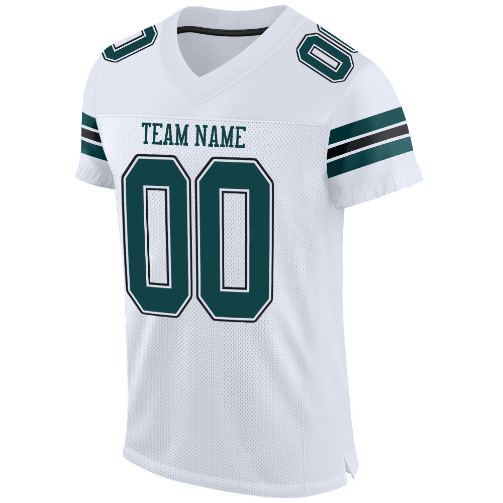 Custom White Midnight Green-Black Mesh Authentic Football Jersey - Sky-Custom