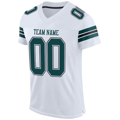 Custom White Midnight Green-Black Mesh Authentic Football Jersey - Sky-Custom