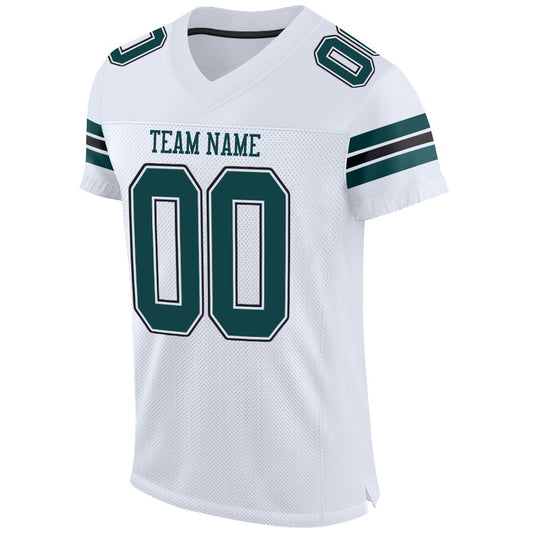 Custom White Midnight Green-Black Mesh Authentic Football Jersey - Sky-Custom