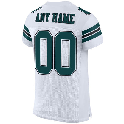 Custom White Midnight Green-Black Mesh Authentic Football Jersey - Sky-Custom