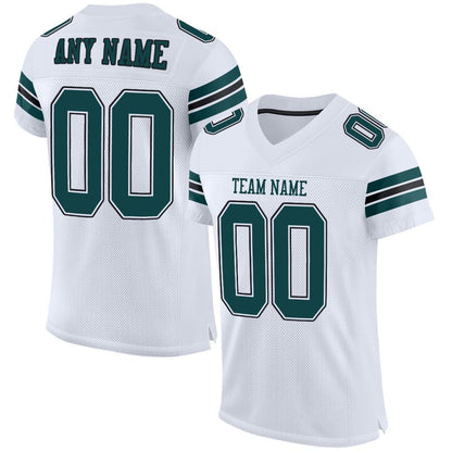 Custom White Midnight Green-Black Mesh Authentic Football Jersey - Sky-Custom