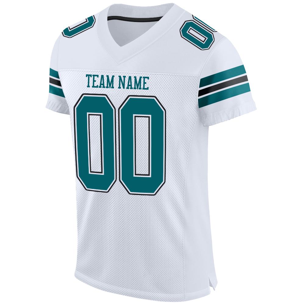 Custom White Teal-Black Mesh Authentic Football Jersey - Sky-Custom