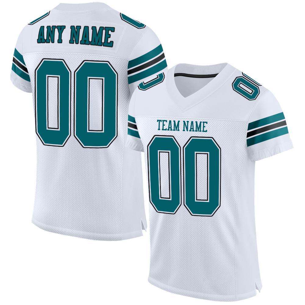 Custom White Teal-Black Mesh Authentic Football Jersey - Sky-Custom