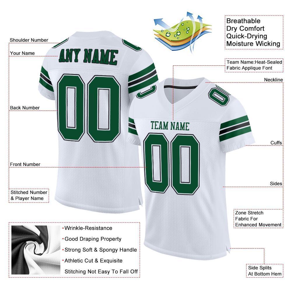 Custom White Grass Green-Black Mesh Authentic Football Jersey - Sky-Custom