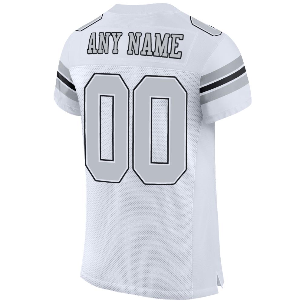 Custom White Silver-Black Mesh Authentic Football Jersey - Sky-Custom