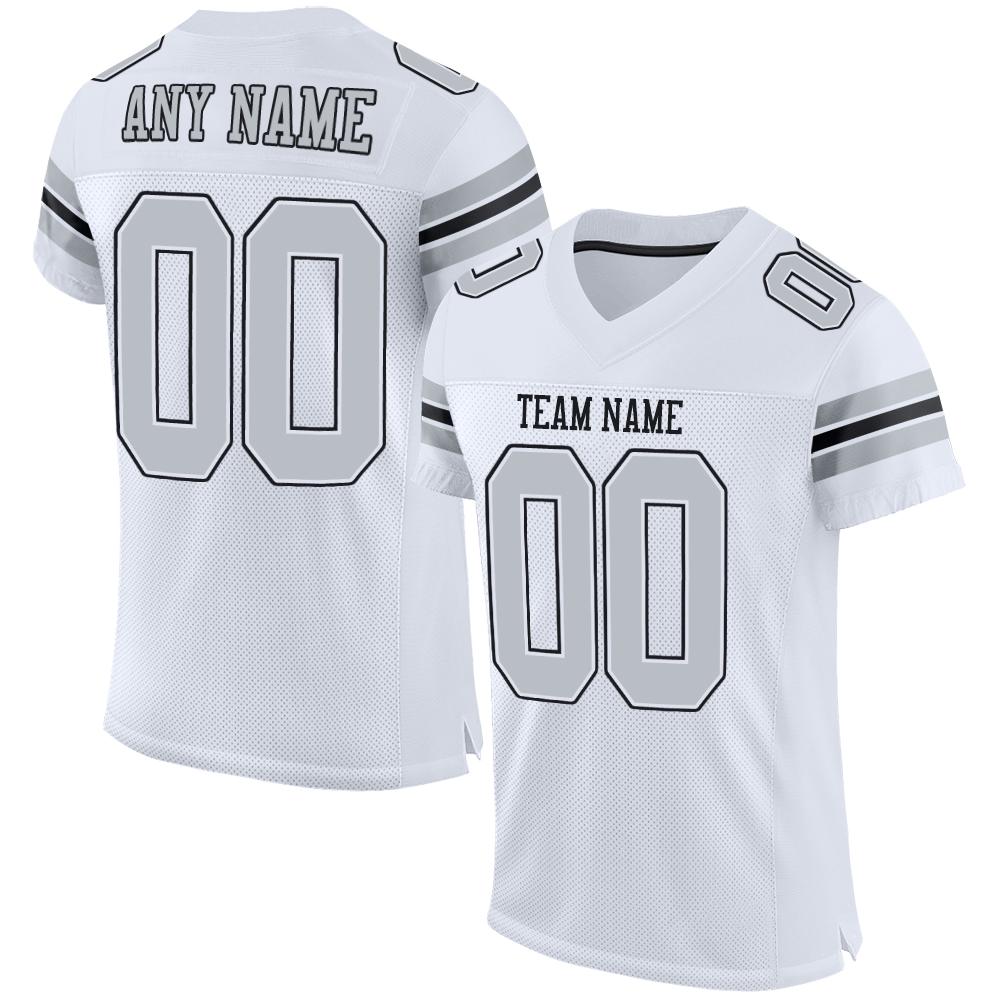 Custom White Silver-Black Mesh Authentic Football Jersey - Sky-Custom