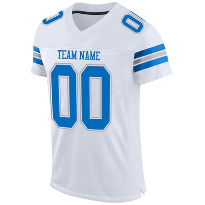 Custom White Panther Blue-Light Gray Mesh Authentic Football Jersey - Sky-Custom
