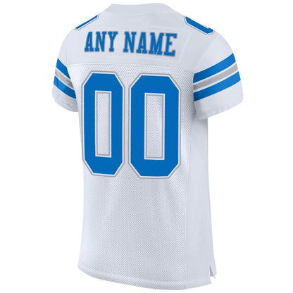 Custom White Panther Blue-Light Gray Mesh Authentic Football Jersey - Sky-Custom
