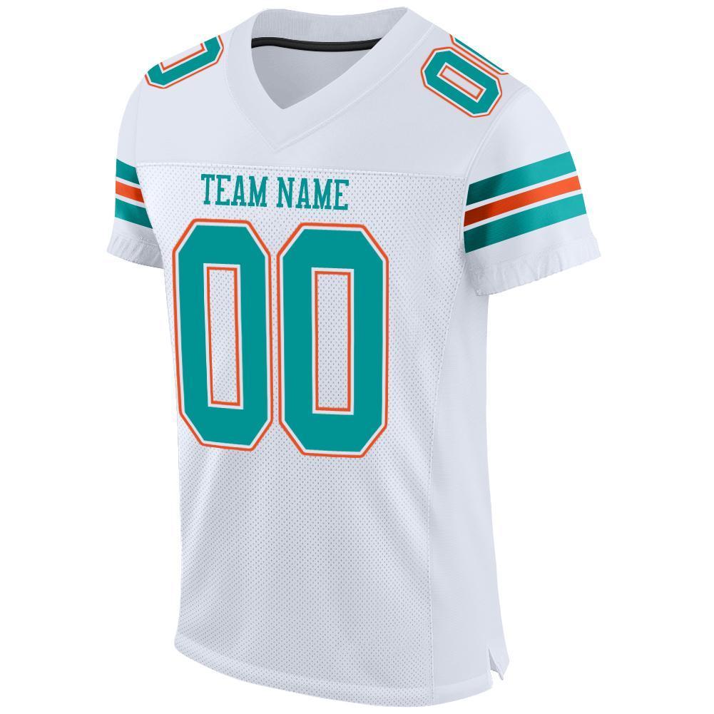Custom White Aqua-Orange Mesh Authentic Football Jersey - Sky-Custom
