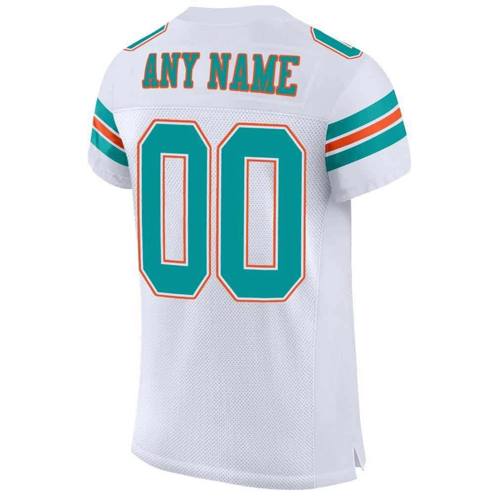 Custom White Aqua-Orange Mesh Authentic Football Jersey - Sky-Custom