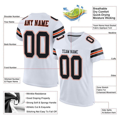 Custom White Black-Orange Mesh Authentic Football Jersey - Sky-Custom