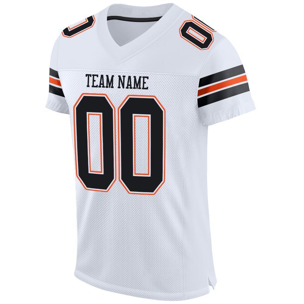 Custom White Black-Orange Mesh Authentic Football Jersey - Sky-Custom