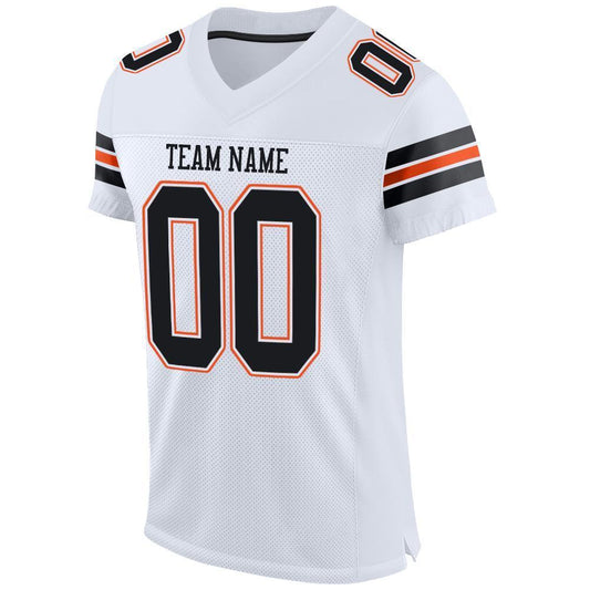 Custom White Black-Orange Mesh Authentic Football Jersey - Sky-Custom
