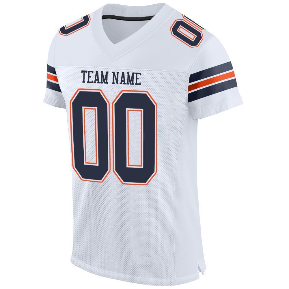 Custom White Navy-Orange Mesh Authentic Football Jersey - Sky-Custom