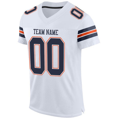 Custom White Navy-Orange Mesh Authentic Football Jersey - Sky-Custom