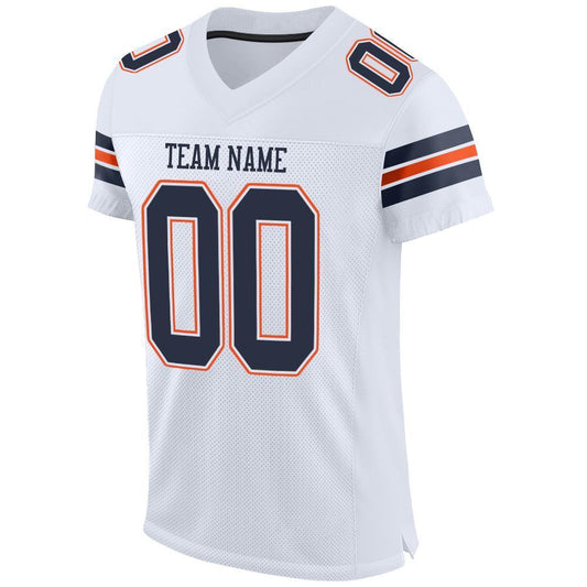 Custom White Navy-Orange Mesh Authentic Football Jersey - Sky-Custom
