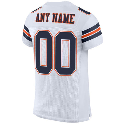 Custom White Navy-Orange Mesh Authentic Football Jersey - Sky-Custom