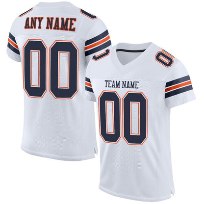 Custom White Navy-Orange Mesh Authentic Football Jersey - Sky-Custom