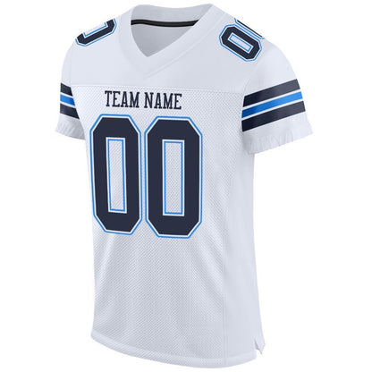Custom White Navy-Powder Blue Mesh Authentic Football Jersey - Sky-Custom