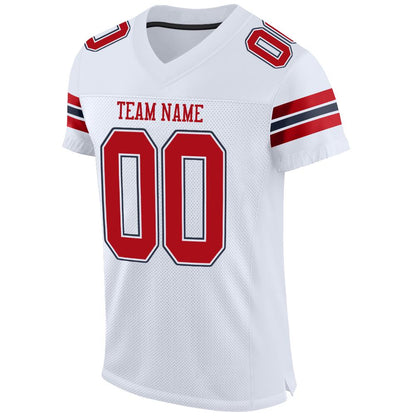 Custom White Red-Navy Mesh Authentic Football Jersey - Sky-Custom