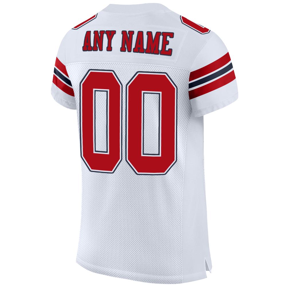 Custom White Red-Navy Mesh Authentic Football Jersey - Sky-Custom