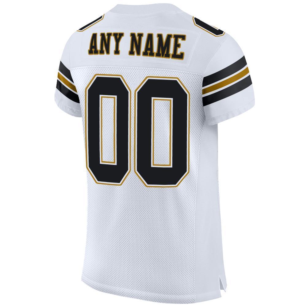 Custom White Black-Old Gold Mesh Authentic Football Jersey - Sky-Custom