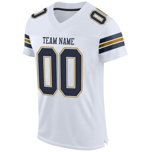 Custom White Navy-Old Gold Mesh Authentic Football Jersey - Sky-Custom
