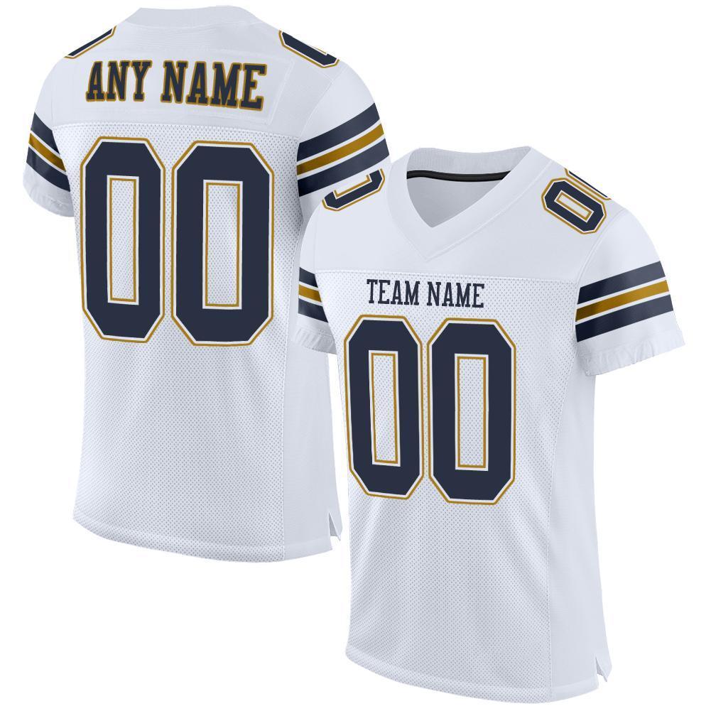 Custom White Navy-Old Gold Mesh Authentic Football Jersey - Sky-Custom